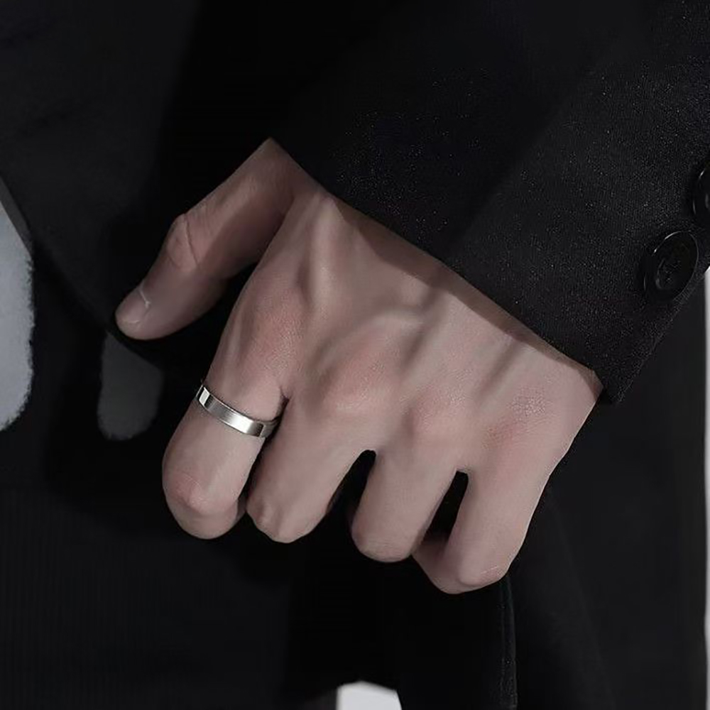 MECYLIFE Rings,8MM Fashion Simple Lovers Titanium Steel Rings for Men & Women (Silver)