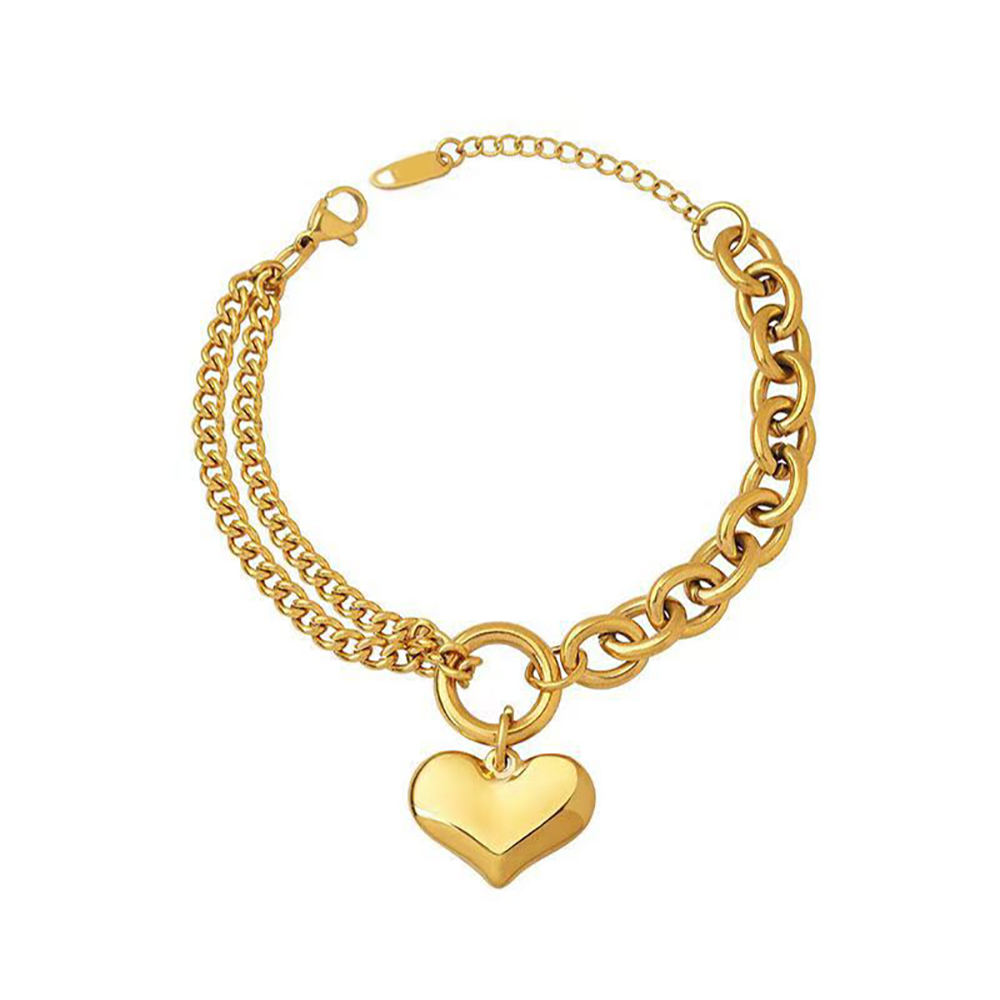 MECYLIFE Bracelet,Elegant Heart 18K Gold-Plated Love Bracelet for Women,Adjustable Link Chain Bracelets