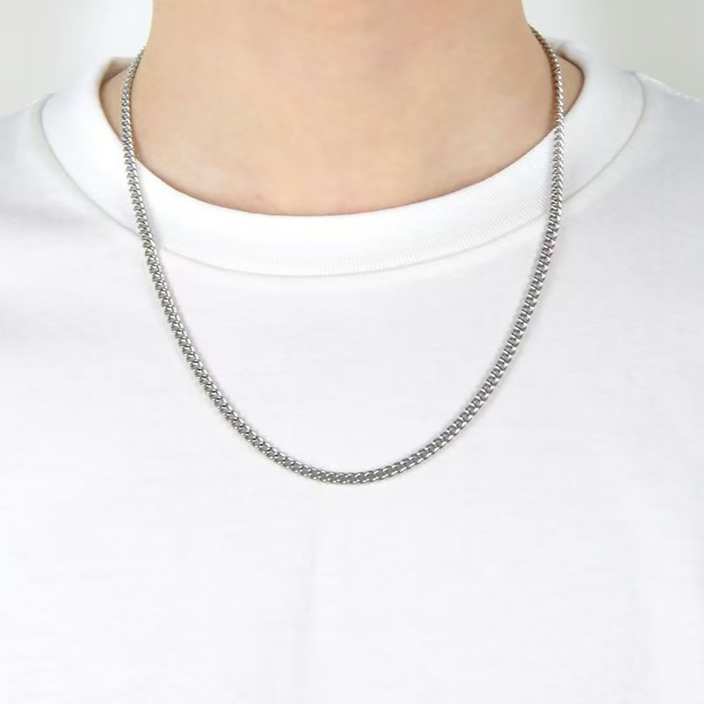 MECYLIFE Jewelry Chains,Mens&Womens 4MM 24Inches Titanium steel Franco Curb Necklace Chain,Distribution Chainfor Everyday Wear, Valentine's Day & Anniversaries(Silver)