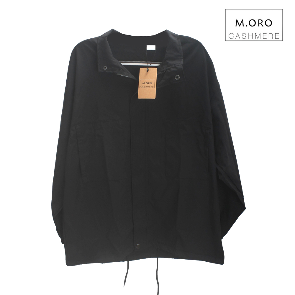 M. ORO CASHMERE Women's Modern Short Trench Coat,Long Sleeve Zip Up & Snap Button Black Coat for Work,Hiking,Trips & Everyday Wear