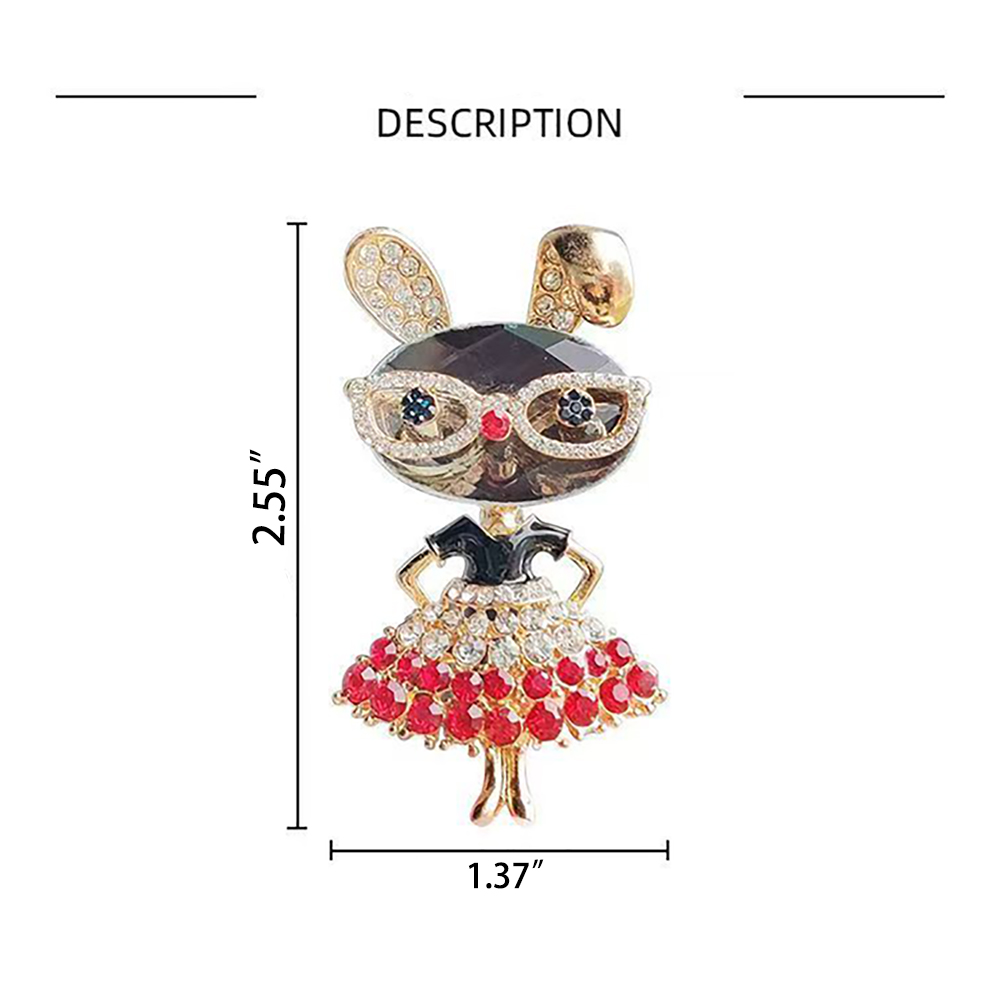 Fzbali Vintage Charming Rabbit Brooches for Women,Sparkling Crystal Alloy Brooch Pin for Blazers,Scarves,Tote Bags - Versatile Accessories for Daily Wear,Parties,Weddings