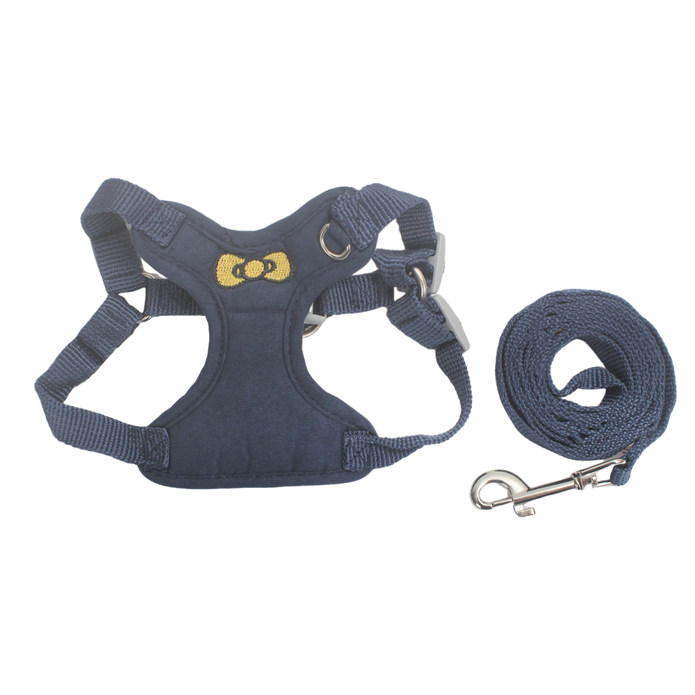 Dewormer Cute Bowtie Cat&Dog Harness and Leads Set, Adjustable Soft Padded Mesh Vest for Walking & Daily Use