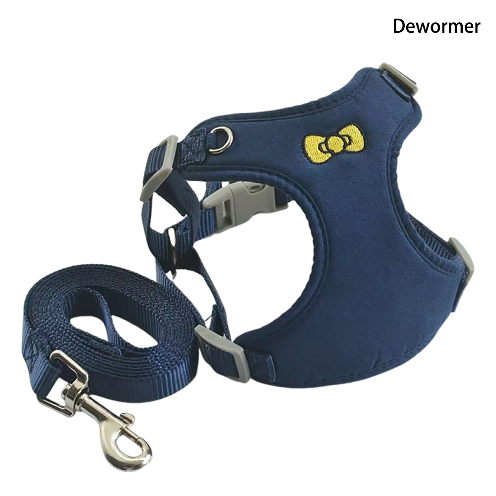Dewormer Cute Bowtie Cat&Dog Harness and Leads Set, Adjustable Soft Padded Mesh Vest for Walking & Daily Use
