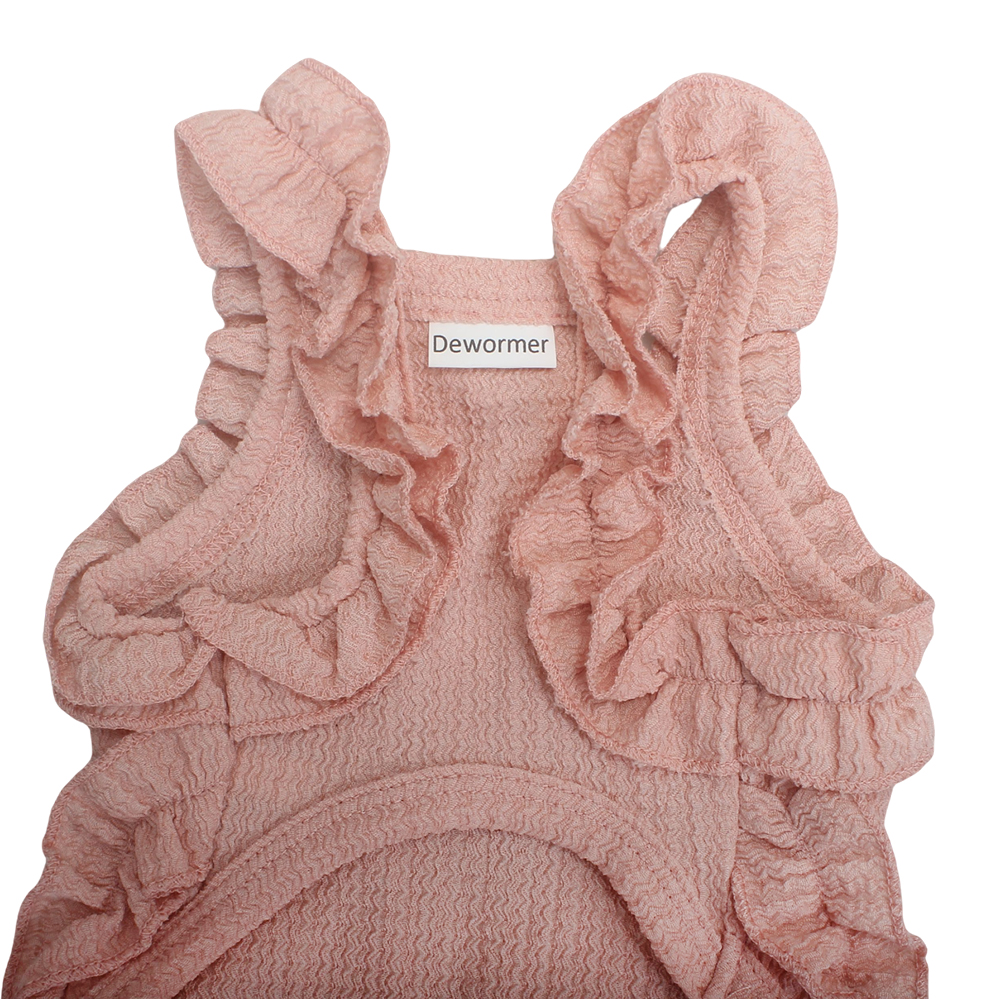 Dewormer Cute Puppy Clothes for Small Dogs, Summer Breathable Cotton Dog Tank Top Vest, Pink Ruffle Shirt with Bunny Appliqué for Daily Wear & Walking