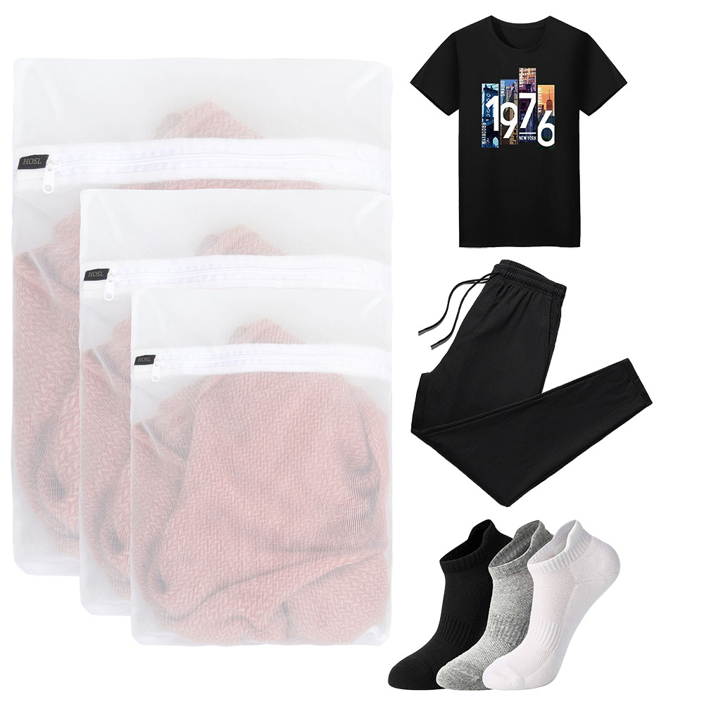 HOSL White Delicate Durable Polyester Washing Bags for Washing Hosiery Laundry Blouse Underwear Bra and Lingerie etc .