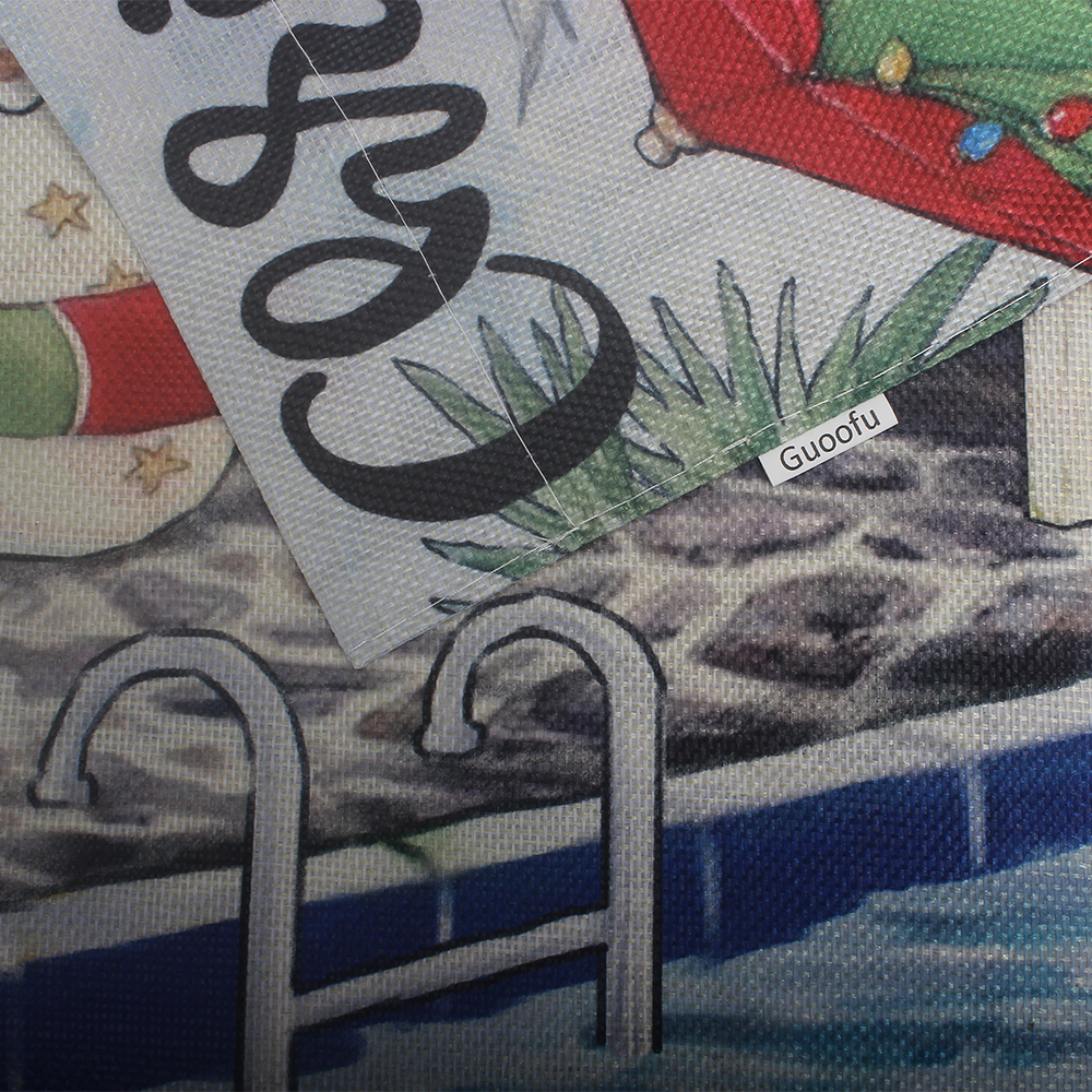 Guoofu Cloth Flags,Creative & Funny Santa Claus Garden Flag,Hanging Flag for Pool, Yard, and Beach Party Decorations 12x18Inch