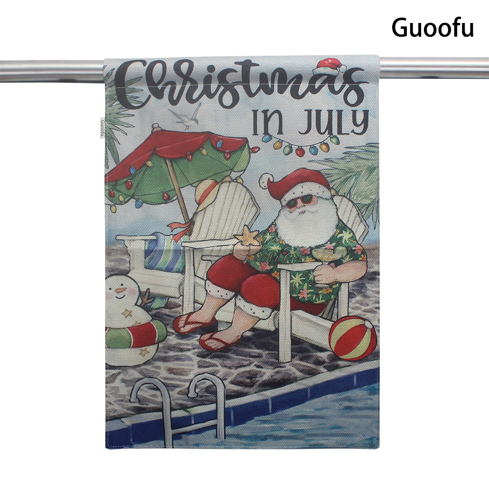 Guoofu Cloth Flags,Creative & Funny Santa Claus Garden Flag,Hanging Flag for Pool, Yard, and Beach Party Decorations 12x18Inch