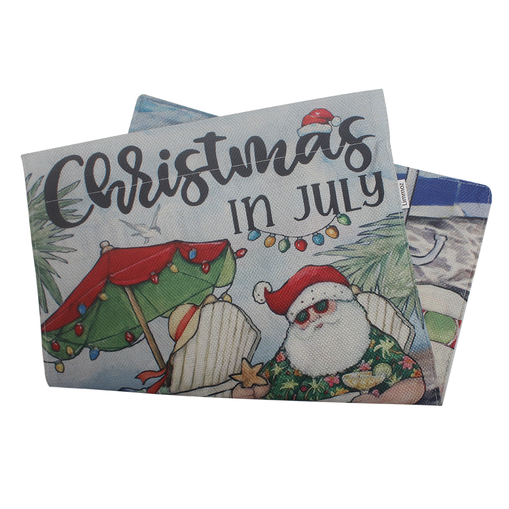 Limmoz Christmas in July Poolside Garden Flag - Funny Santa Relaxing Summer Decor Textile Flag for Patio, Lawn, & Home Outdoor Use 12x18inch