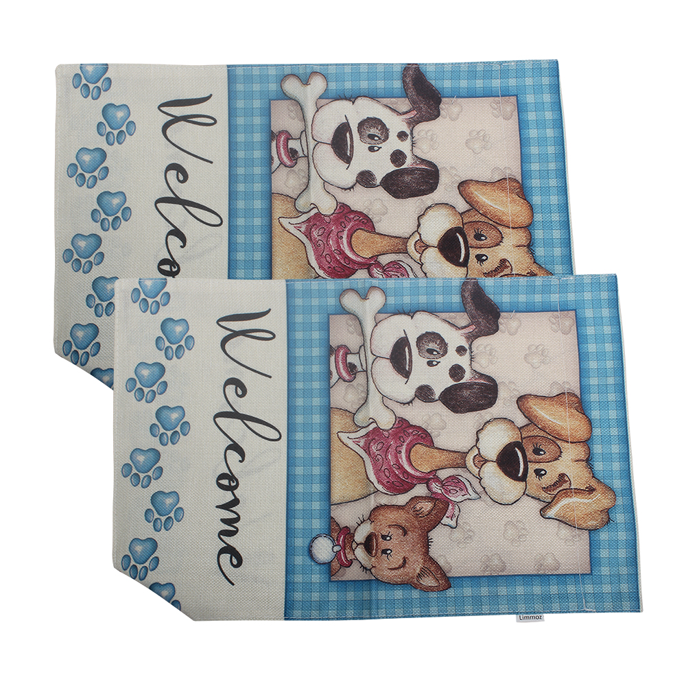 Limmoz Cute Dogs Welcome Fabric Garden Flag – Double Sided Home Decor for for Garden, Balcony, Outdoor Living Spaces 12x18inch