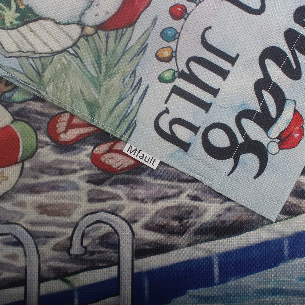 Mfault Summer Christmas Cloth Flag, Tropical Santa Theme, for Outdoor Yard, Lawn, Garden Decoration, Weatherproof & Durable, 12x18 Inch