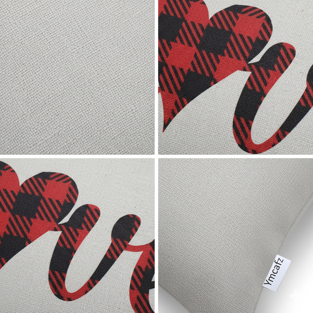 Ymcafz Soft Cotton Linen Love Pillowcase - Festive Red Heart Design for Sofa, Couch, Bed, Indoor Outdoor Holiday Decor - 18x18 Inch Set of 2