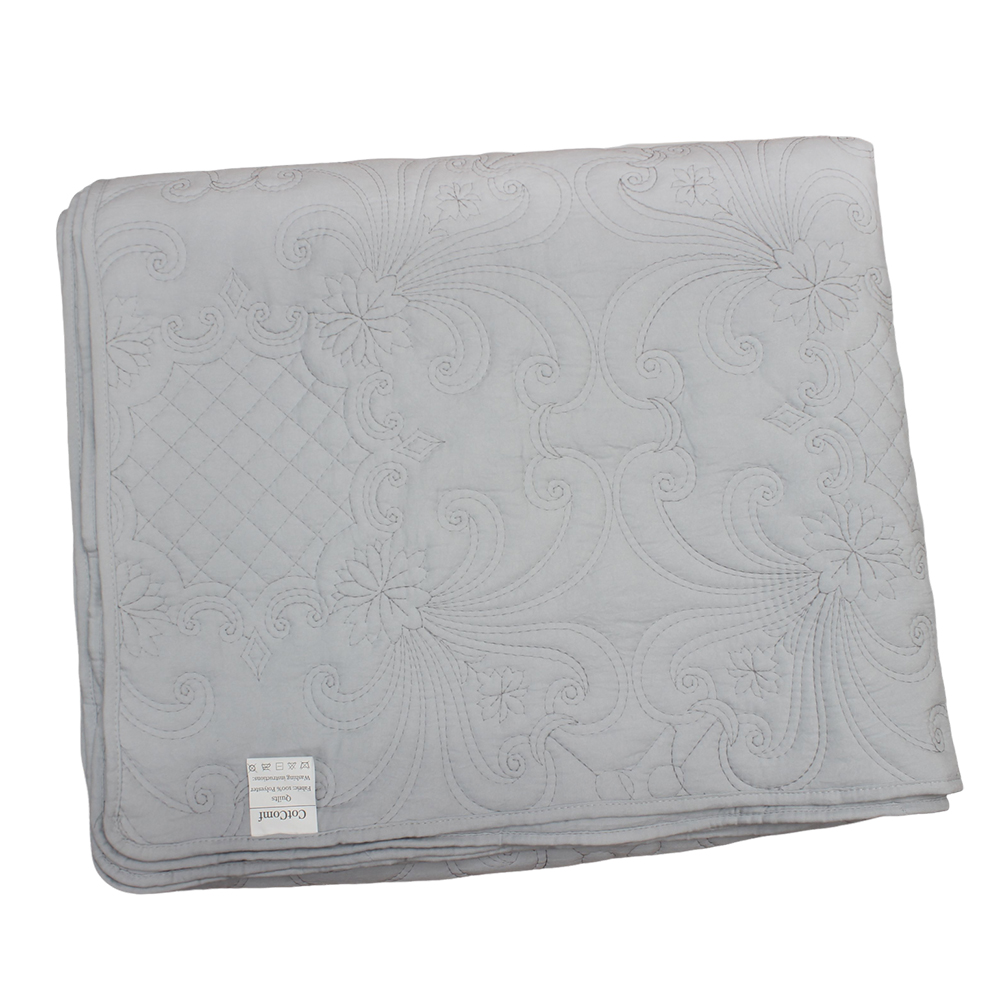 CotComf Elegant Embossed Floral Quilts Set (3 Piece),Lightweight Grey Quilts Coverlet with 2 Pillow Shams, All-Season Soft Bedding for Master or Guest Bedroom