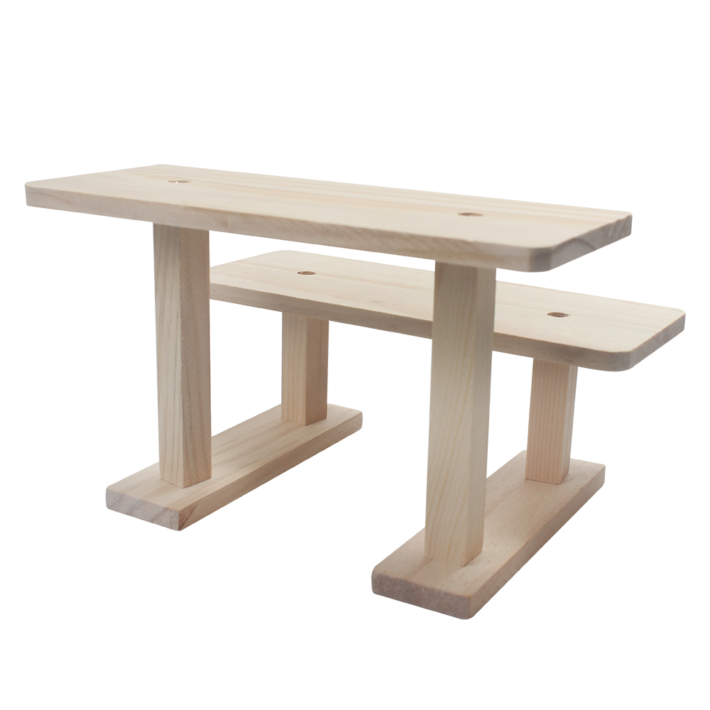 MorrowLiving Multipurpose 2-Tier Wooden Display Stands, Natural Wood Tabletop Riser for Retail Display, Dessert Tables, Potted Plants, and Home Decor Organizer