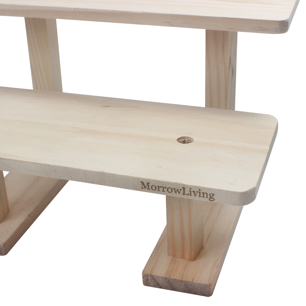 MorrowLiving Multipurpose 2-Tier Wooden Display Stands, Natural Wood Tabletop Riser for Retail Display, Dessert Tables, Potted Plants, and Home Decor Organizer