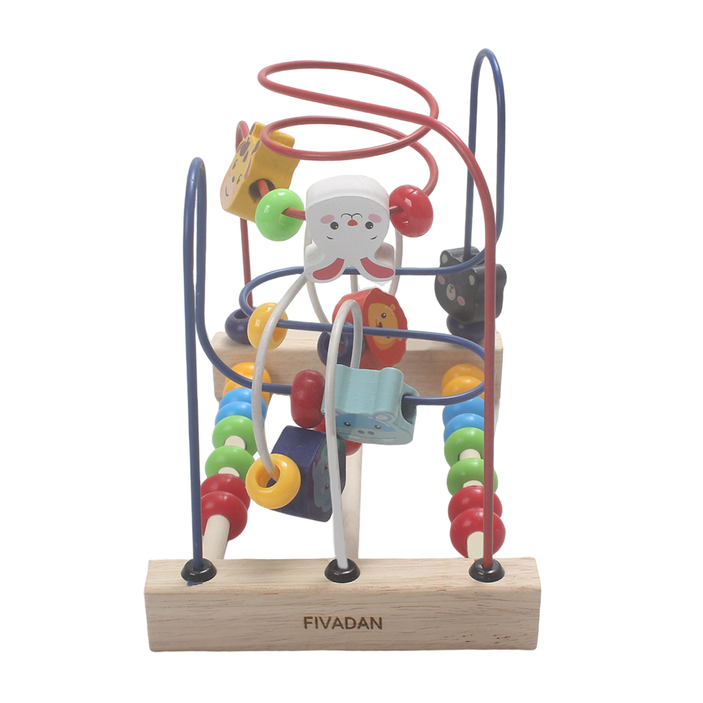 FIVADAN Baby Multiple Activity Toys with Beads Maze, Abacus & Animal Figures - Early Learning Developmental Gift for Infants & Toddlers - Ideal for Playtime & Sensory Exploration