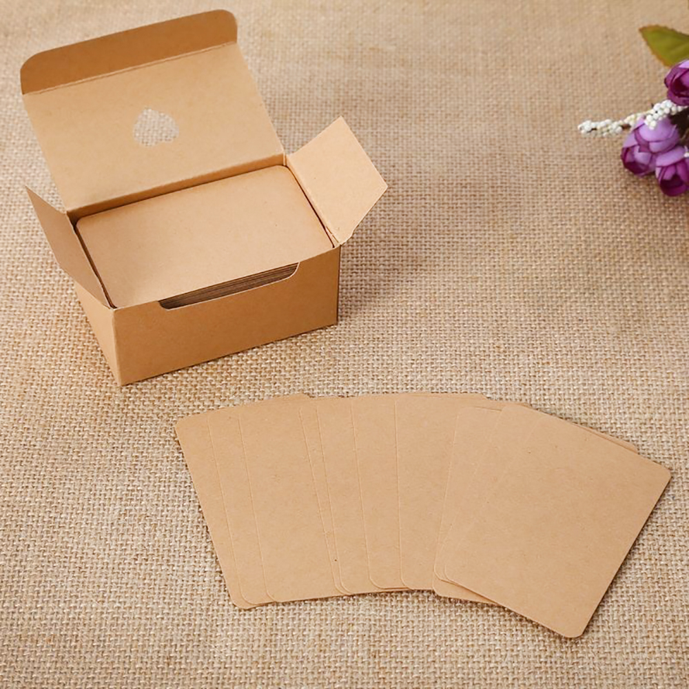 FIVADAN Name Badges of Paper, 50 PCS Kraft Paper Name Badges – Perfect for Conferences, Parties, School & Events | DIY Blank Name Tag Stickers with Heart Cutout Storage Box