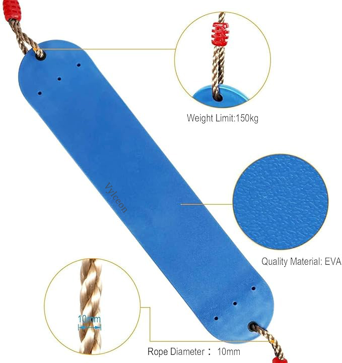 Vylceon Comfortable & Safe Blue Curved Swings for Kids & Adults - Easy Install Tree Swings for Outdoor Family Fun