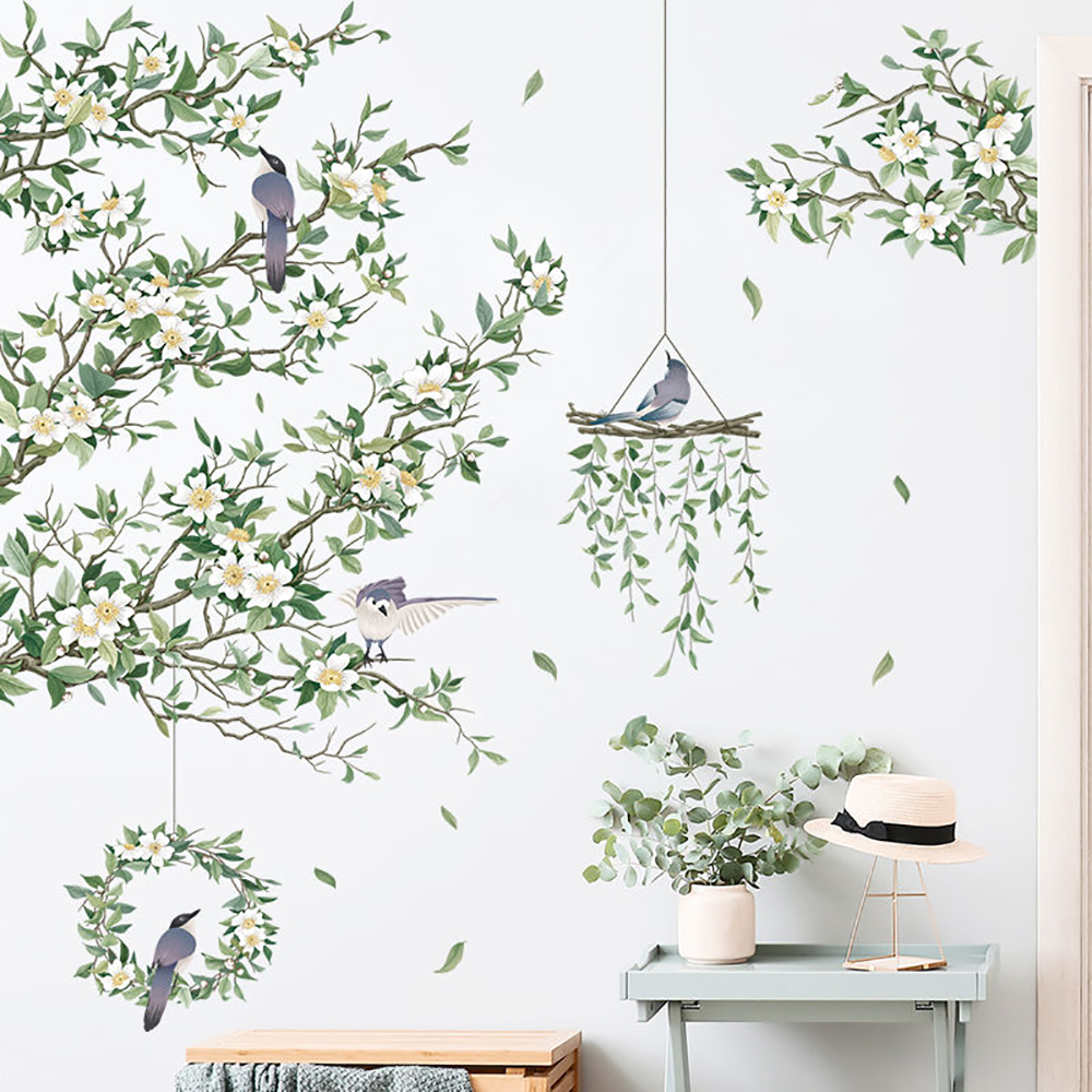 FIVADAN Wall Decals,Nature-Inspired Wall Stickers - Removable Floral & Bird Wall Decals for Nursery, Kids Room & Home Decoration