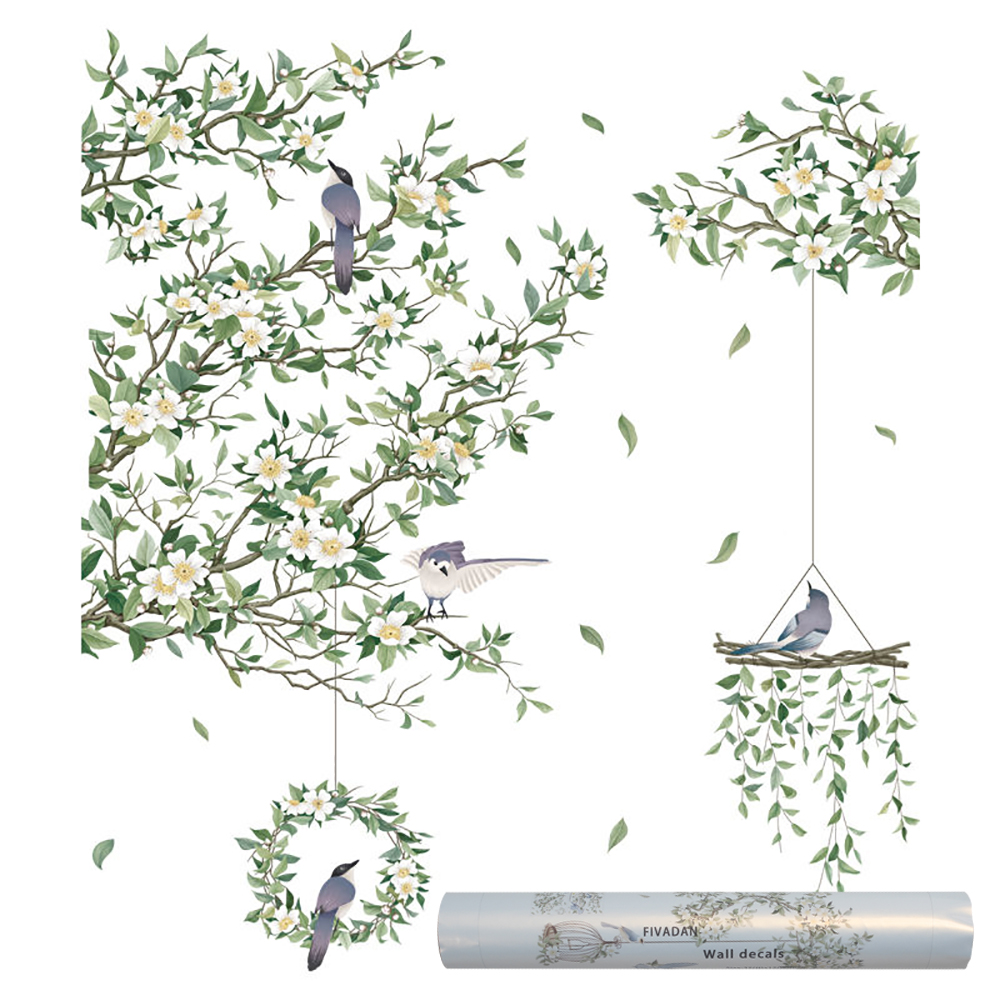 FIVADAN Wall Decals,Nature-Inspired Wall Stickers - Removable Floral & Bird Wall Decals for Nursery, Kids Room & Home Decoration