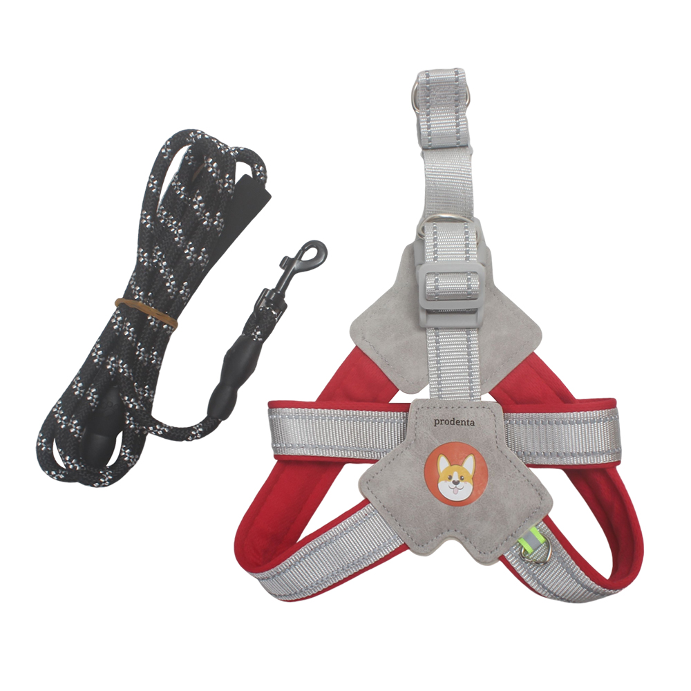 Prodenta Escape Proof Dog Harness & Leash Set - Adjustable Reflective Pet Leads for Small Medium Dogs Walking Training