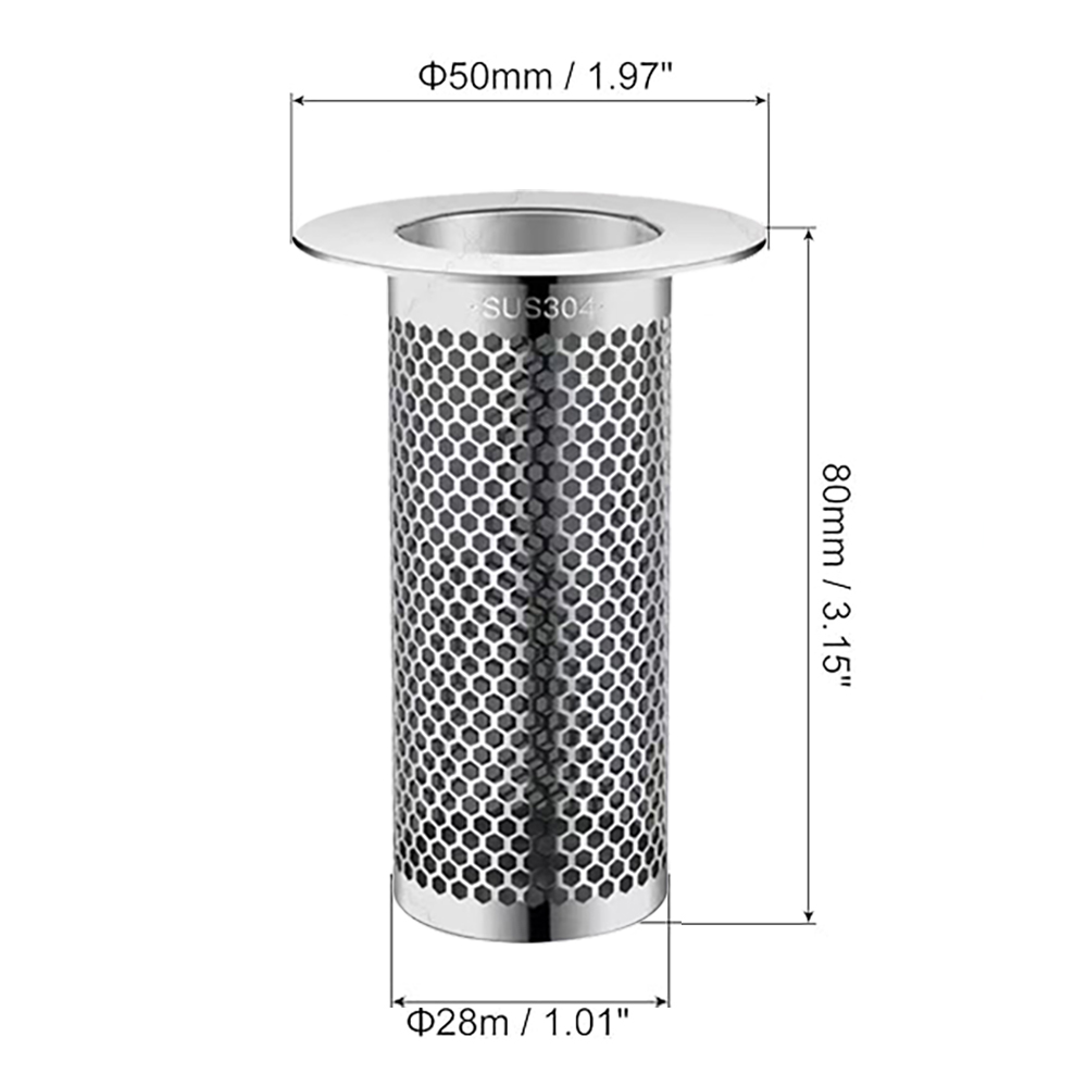 Lddees 304 Stainless Steel Deep Sink Strainer Drain Filter,Drain Strainer for kitchen, bathroom, and balcony 3.2 x 2inch