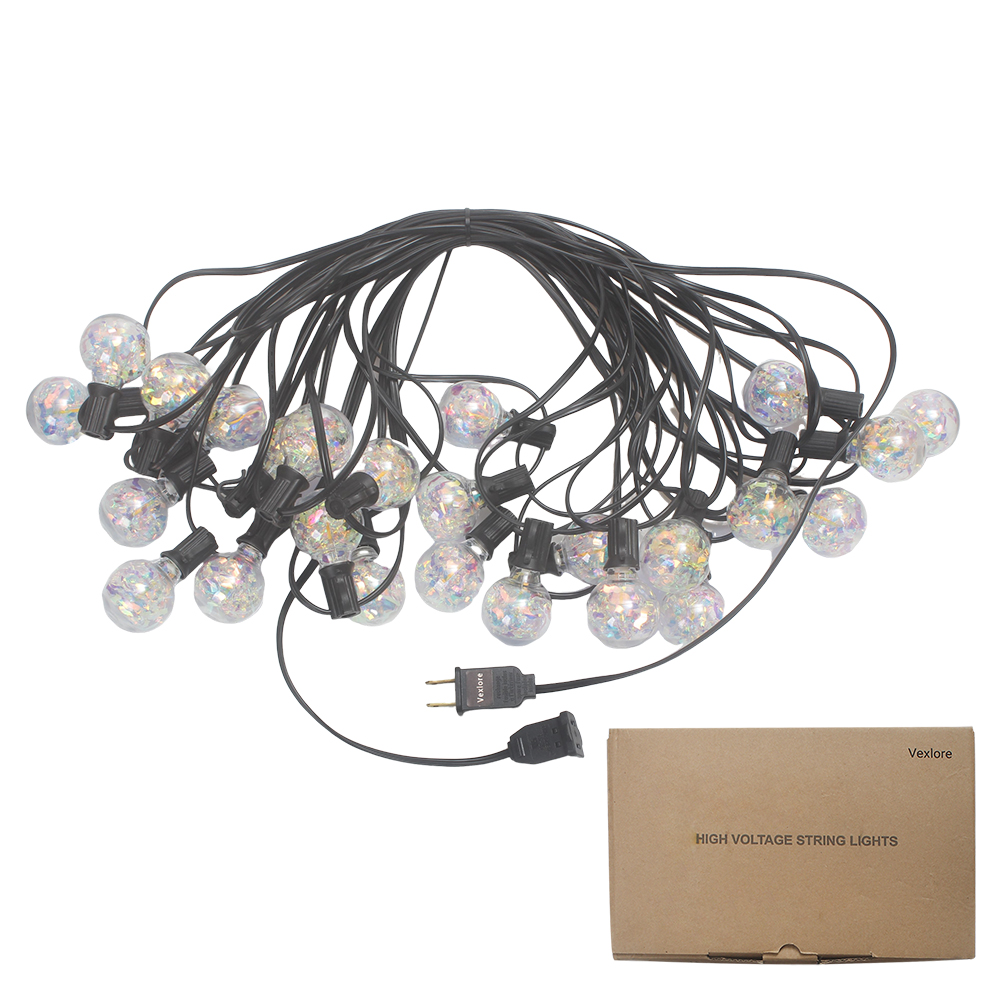 Vexlore Decorative G40 Lamps-25FT LED String Lights, Clear Glitter Globe Bulbs, Waterproof Soft Warm White Outdoor Lighting for Patio, Garden, Party, Christmas Decor Vexlore Decorative G40 Lamps-25FT LED String Lights, Clear Glitter Globe Bulbs, Waterproof Soft Warm White Outdoor Lighting for Patio, Garden, Party, Christmas Decor