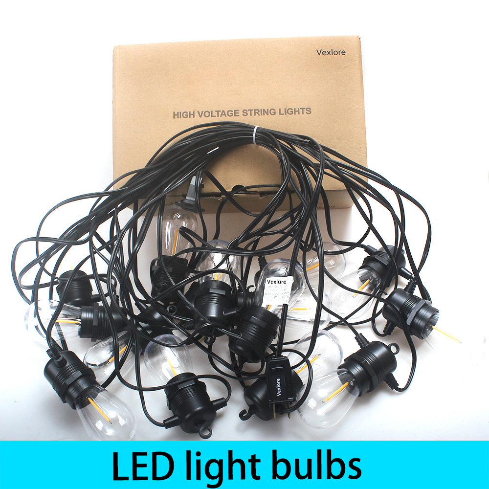 Vexlore G40 LED Light Bulbs-50FT Decorative String Lights,Waterproof Soft Warm White Outdoor Lighting for Patio, Garden, Party, Christmas Decor