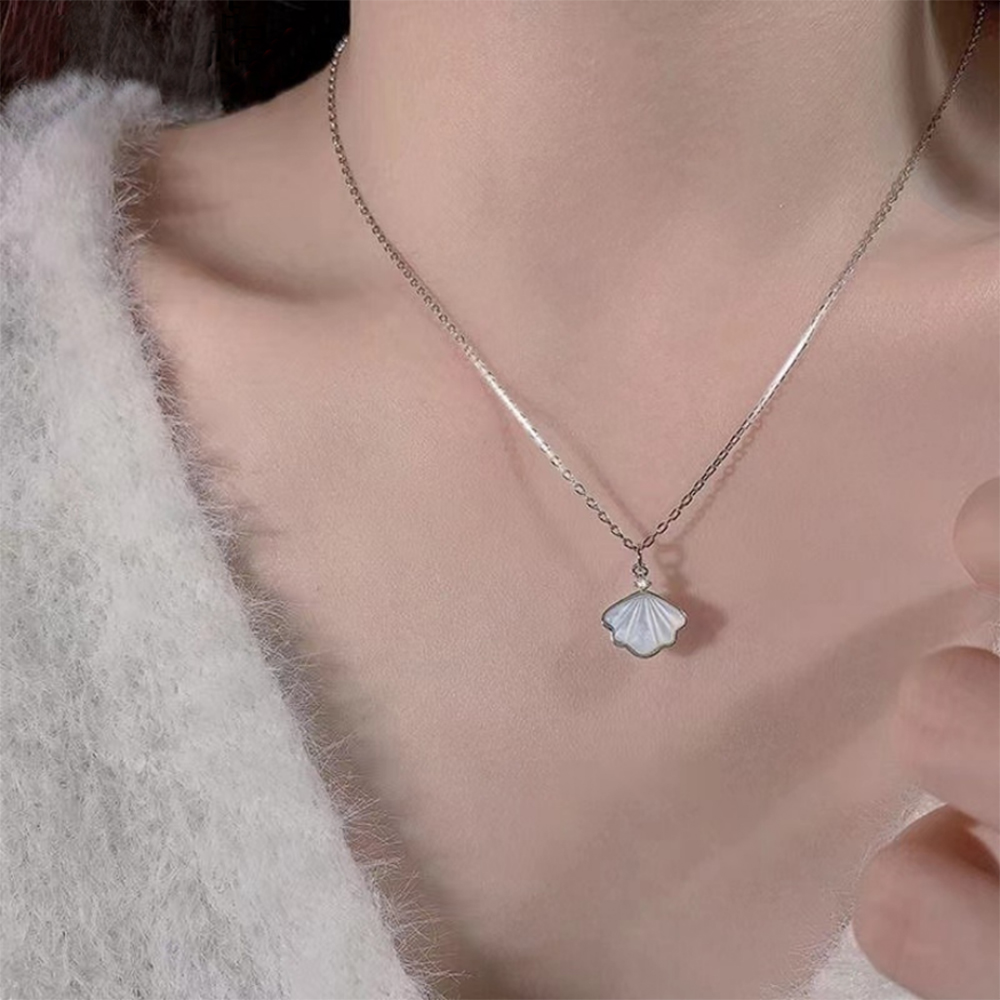 Lapartify Ocean Inspired Seashell Necklace, 925 Sterling Silver Delicate Pendant Jewelry for Her,Perfect for Casual Outfits, Anniversary & Birthday Gifts