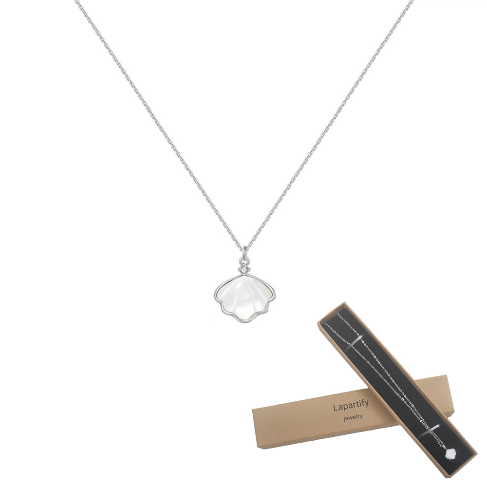 Lapartify Ocean Inspired Seashell Necklace, 925 Sterling Silver Delicate Pendant Jewelry for Her,Perfect for Casual Outfits, Anniversary & Birthday Gifts