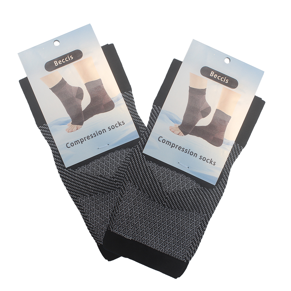 Beccis 3 Pair Compression Ankle Socks for Plantar Fasciitis & Arch Support - Aids in Neuropathy, Achilles Tendonitis, and Varicose Veins - Perfect for Medical, Running, and Everyday Wear