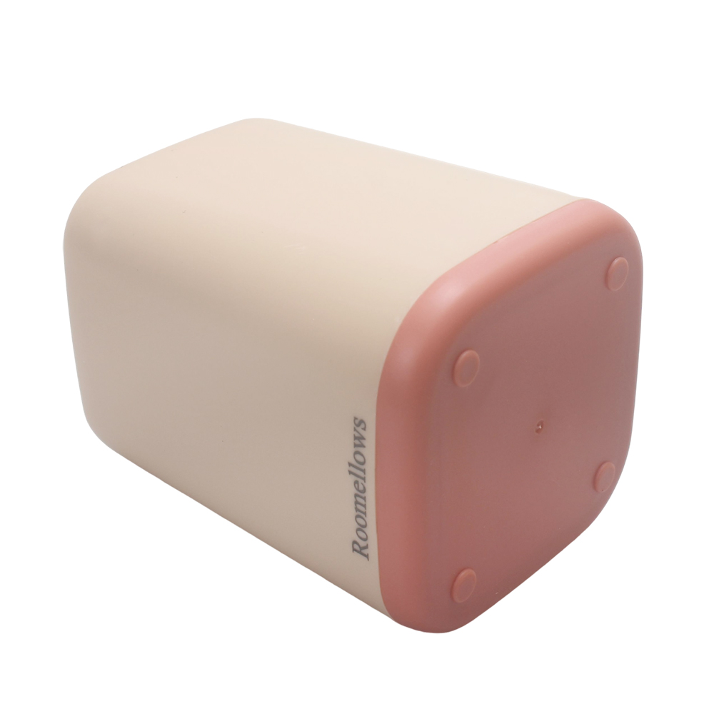 Roomellows Desk Pen Holder Organizer for Office & Home - Stylish Pink & Beige Square Pencil Cup for Pens, Pencils, Markers & More