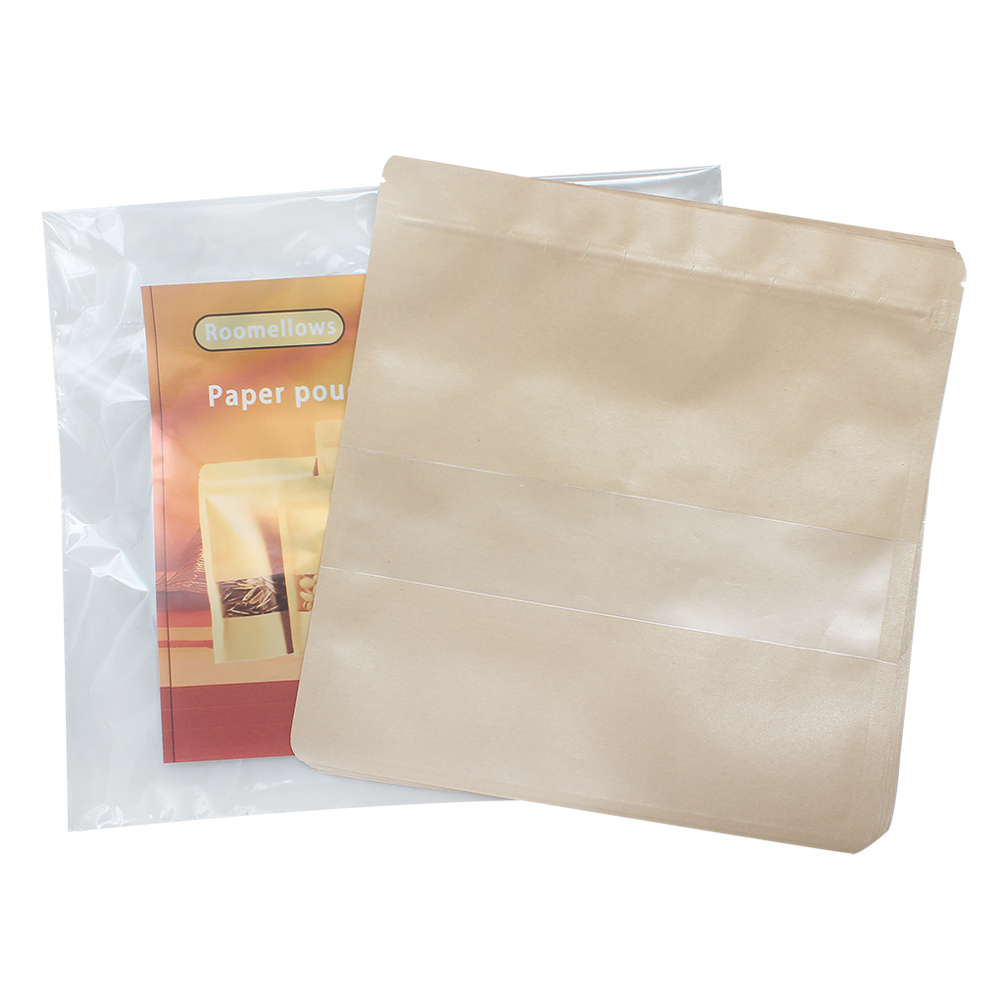 Roomellows High-Quality Paper Packaging Bags with Clear Display Window, Ideal for Product Showcase & Retail Packaging, Suitable for Small Items, Candies, and Spices Storage