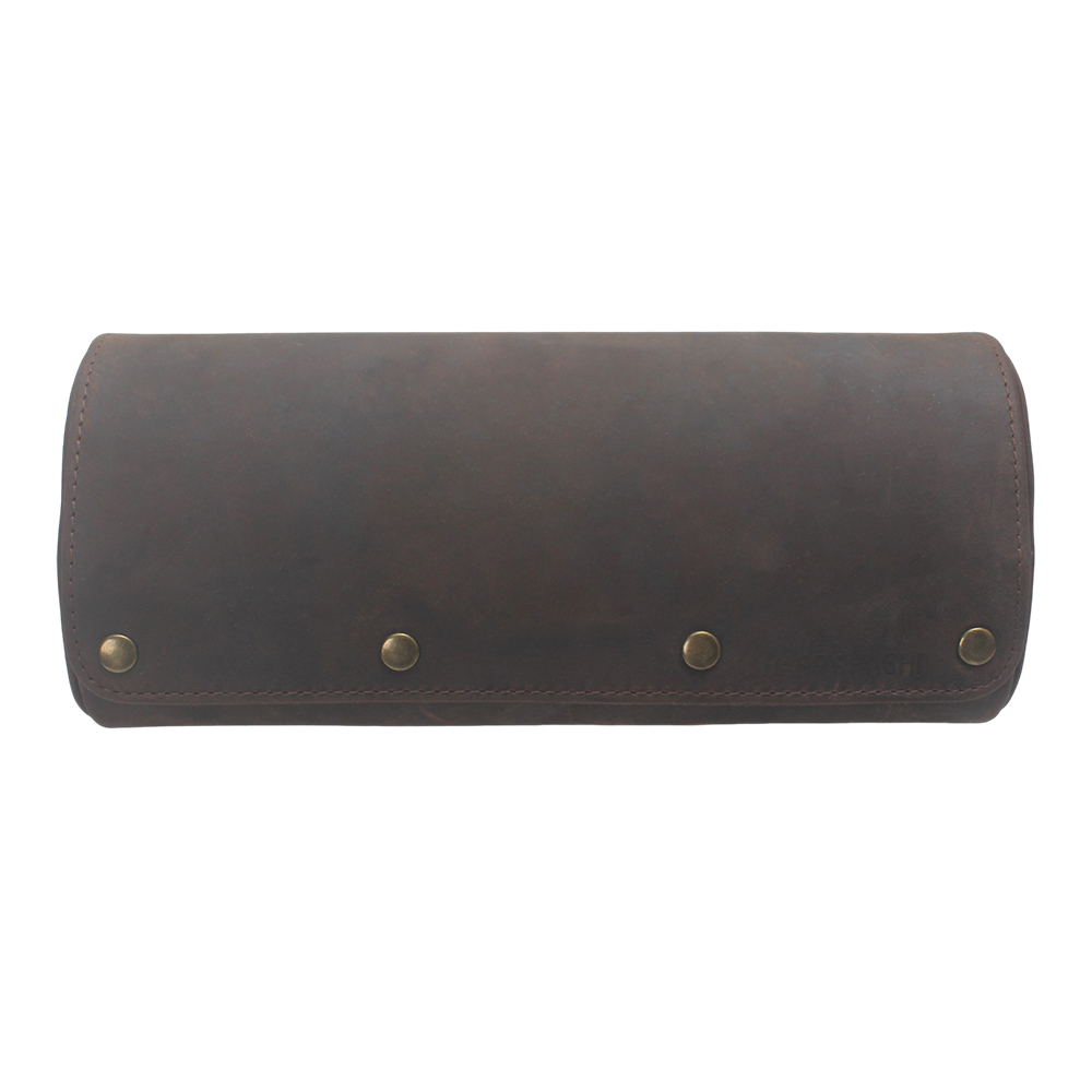 HAPPY HACHI Vintage Crazy Horse Leather Watch Roll Case, Portable Travel Watch Organizer for 3 Watches - Leather Watch Case for Daily Display & Business Travel