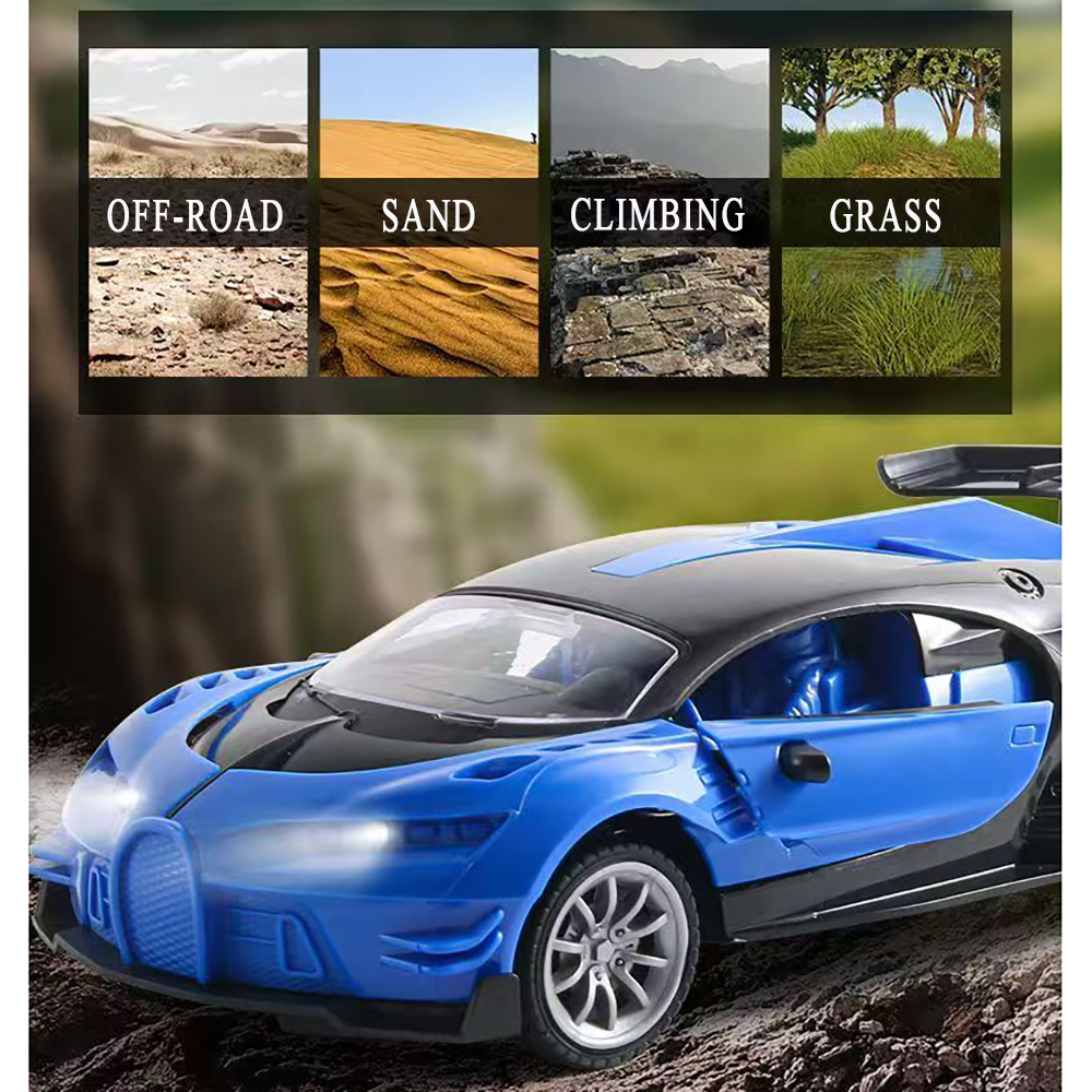 Driftnest Remote-Controlled Toy Vehicle with LED Lights for Kids & Adults - 1:18 Performance RC Bugatti Race Car for Off-Road Exploration, Sandy Beaches, Steep Climbs & Grassy Fields