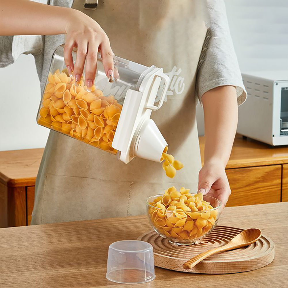 LinkArenas 1300ml Multipurpose Plastic Storage Bins with Handle, Clear Dry Food Keeper for Pasta, Flour, Sugar - Perfect for Home Kitchen & Pantry - Containers for Household Use