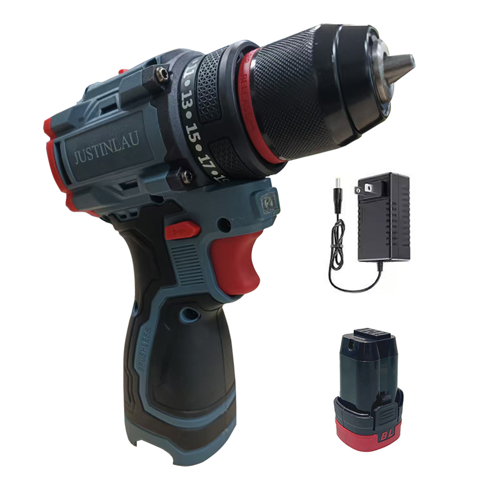 JUSTINLAU 18V Brushless Electric Hand-held Drills with 21+1 Torque Settings, 2-Speed Power Drill for Home Improvement, DIY Projects, and Woodworking with 1 Batteries and Charger