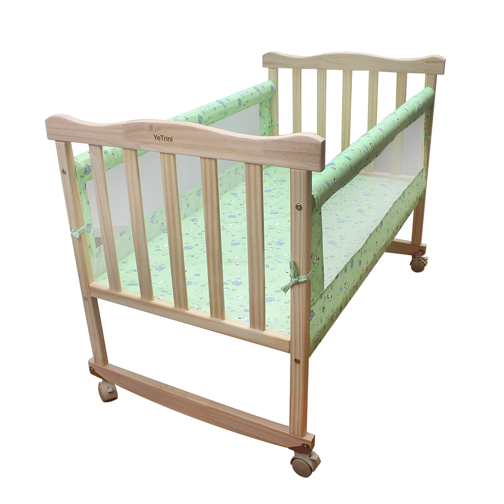YeTrini Multi-Functional Wooden Infant Bed & Bassinet Combo with Rolling Casters & Soft Padded Rails - Perfect for Nursery & Bedside,Easy-Assemble