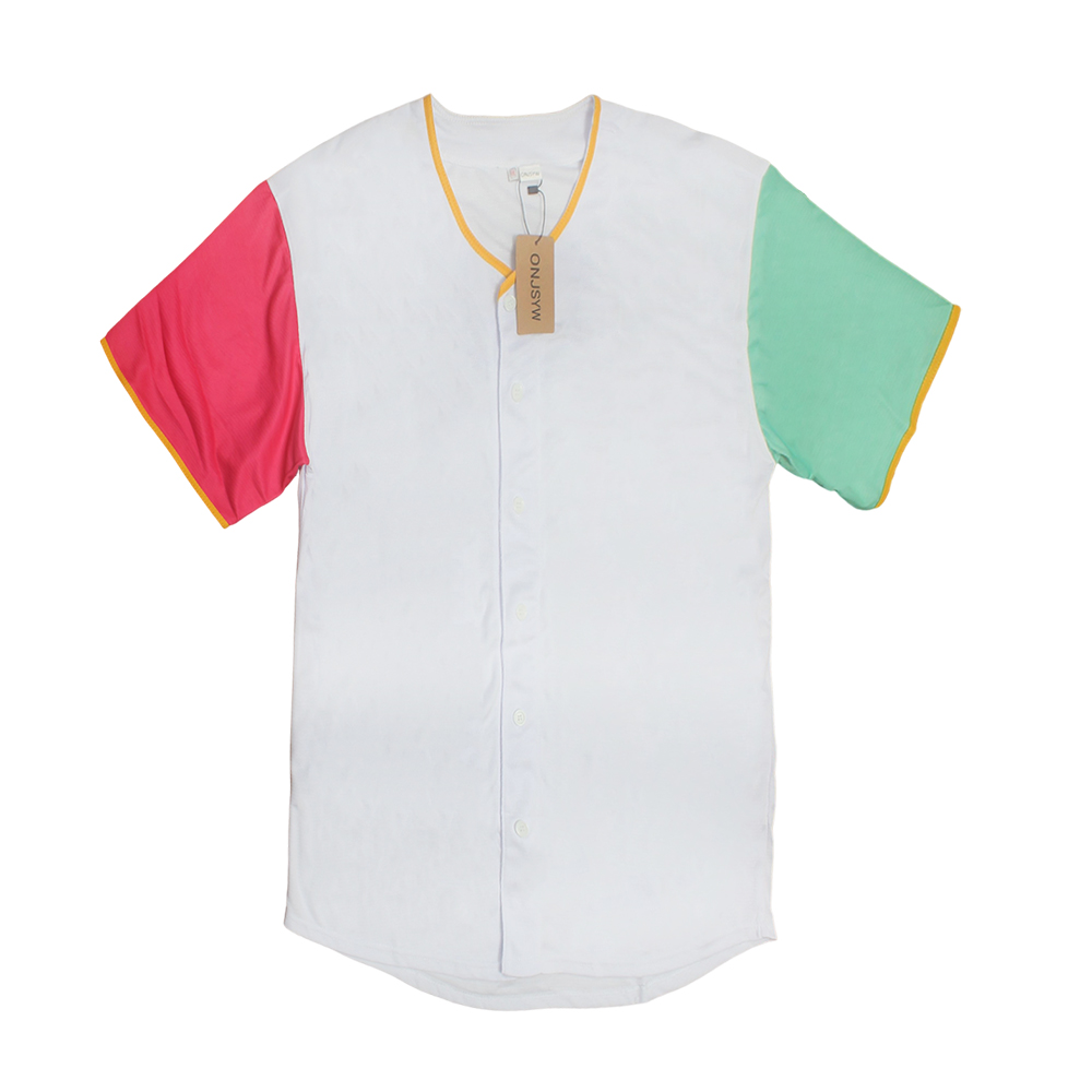 ONJSYW Colorful Block Baseball Style Jersey Shirt – Versatile Clothing Jerseys for Everyday & Gatherings