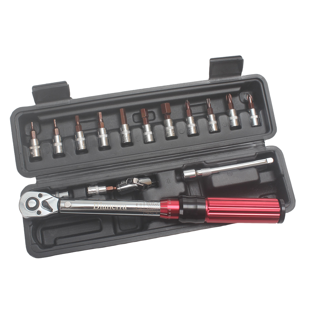 Blanerra 1/4 Inch Hand-operated Ratchet Wrench Set, 2-24Nm Professional Torque Wrench with Bits, Perfect for Bike Repair, Automotive Maintenance & Motorcycle More