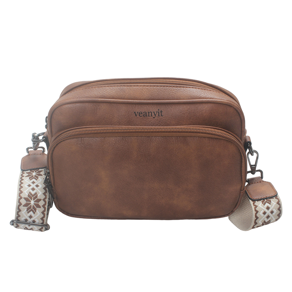 Veanyit Women's PU Leather Crossbody bags with Adjustable Wide Decorative Guitar Strap – Casual Vintage Style Shoulder Purse for Daily Use & Shopping