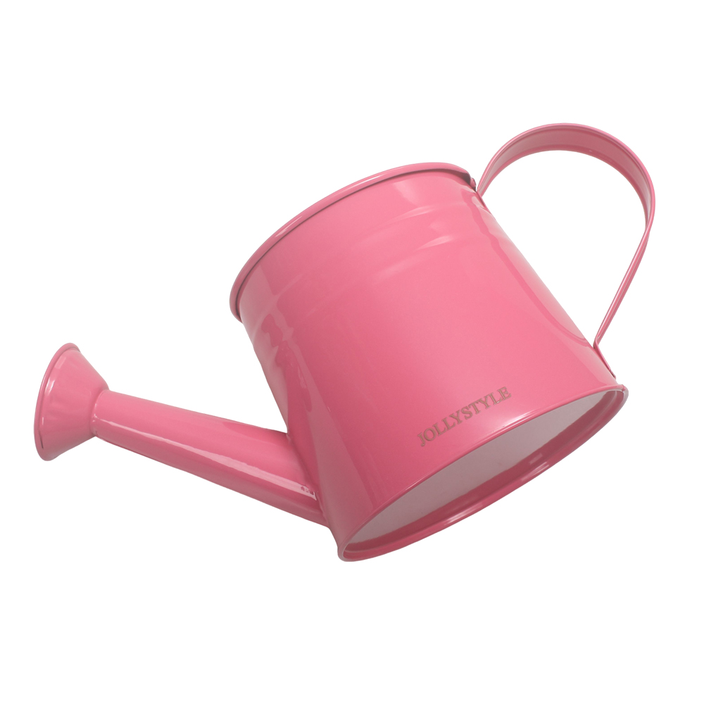 JOLLYSTYLE 1L Cute Pink Metal Watering Can with Handle - Perfect Sprinklers for Watering Flowers and Plants in Home, Patio & Balcony Gardens