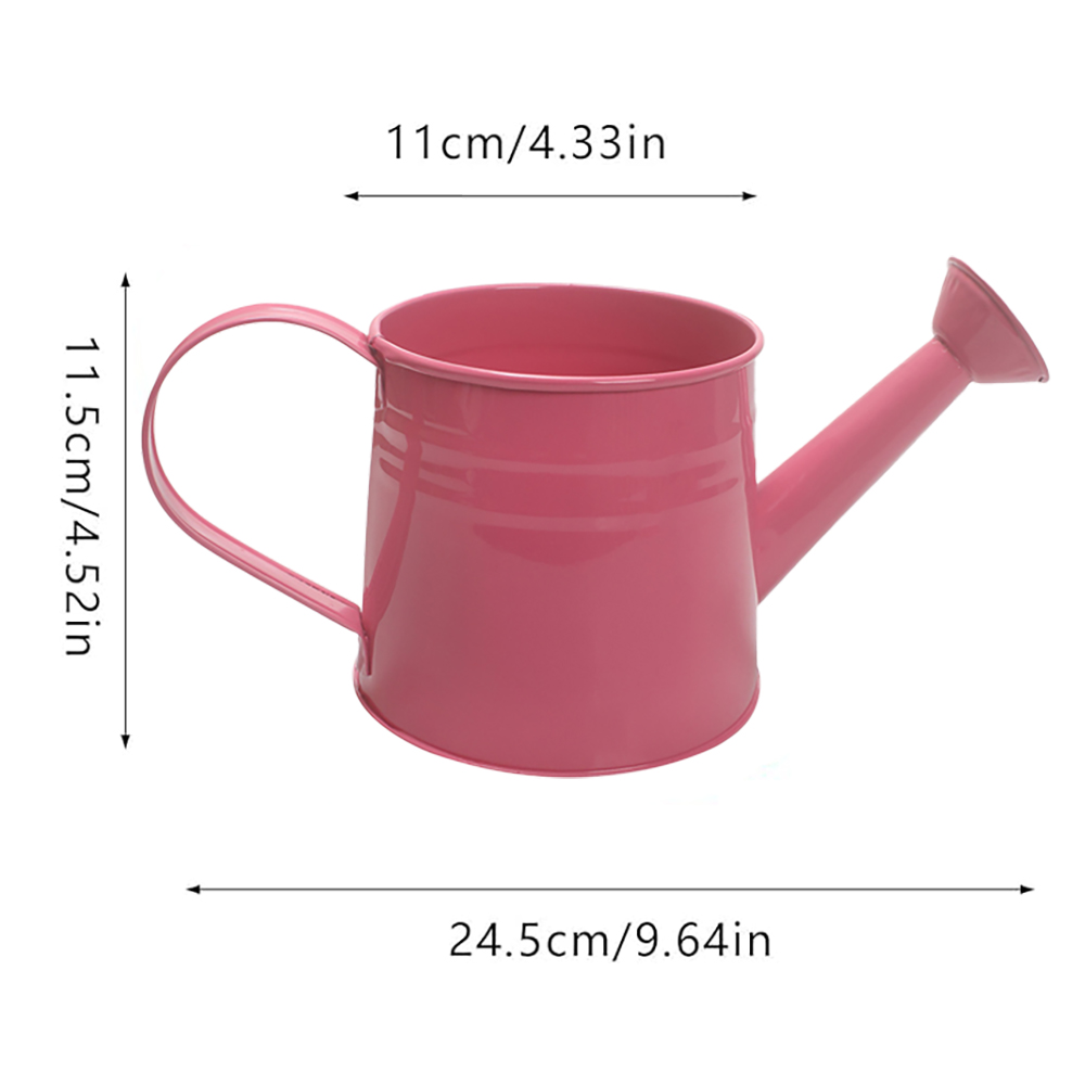 JOLLYSTYLE 1L Cute Pink Metal Watering Can with Handle - Perfect Sprinklers for Watering Flowers and Plants in Home, Patio & Balcony Gardens