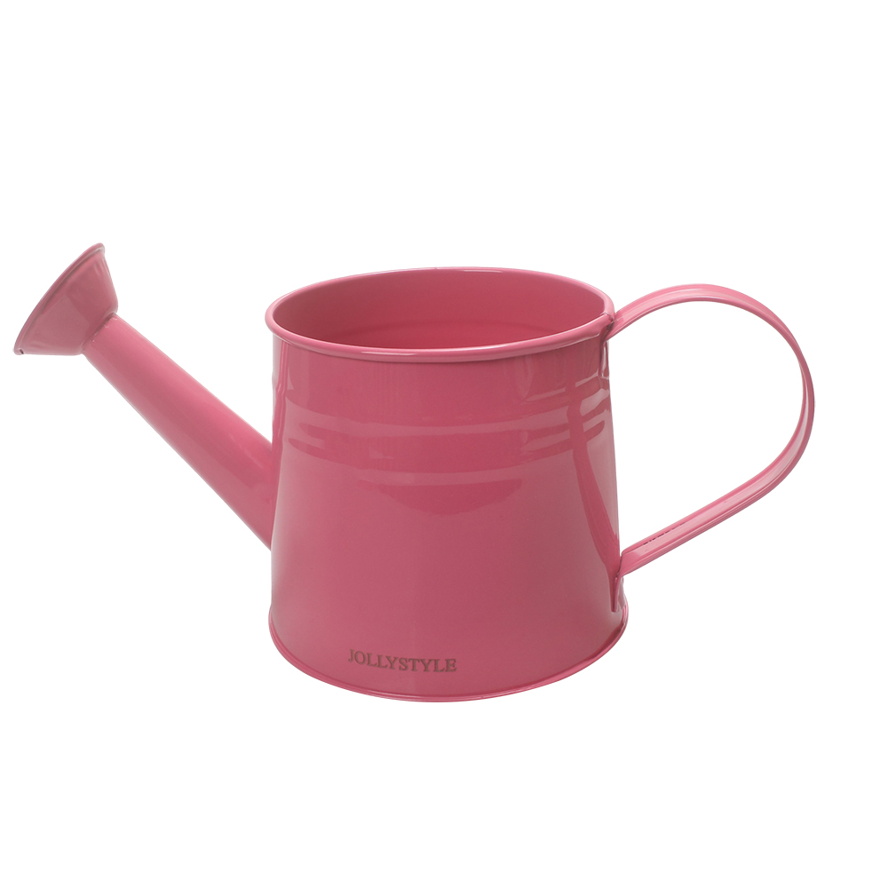 JOLLYSTYLE 1L Cute Pink Metal Watering Can with Handle - Perfect Sprinklers for Watering Flowers and Plants in Home, Patio & Balcony Gardens