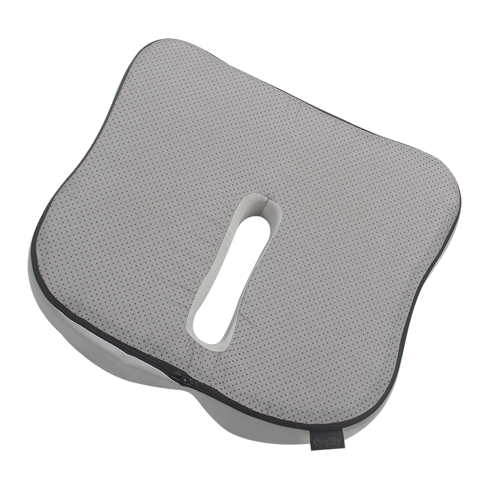 Cyqlity Ergonomic Seat Cushion for Chair, Tailbone Pain Relief & Sciatica Support, Breathable Memory Foam Chair Pad for Office, Car, and Travel, Gray - Non-Slip Design
