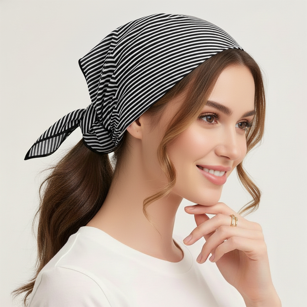 Stology Soft Breathable Versatile Striped Silk Head Scarves for Women- Perfect Hair Accessory for Outdoors, Beach & Casual Outings