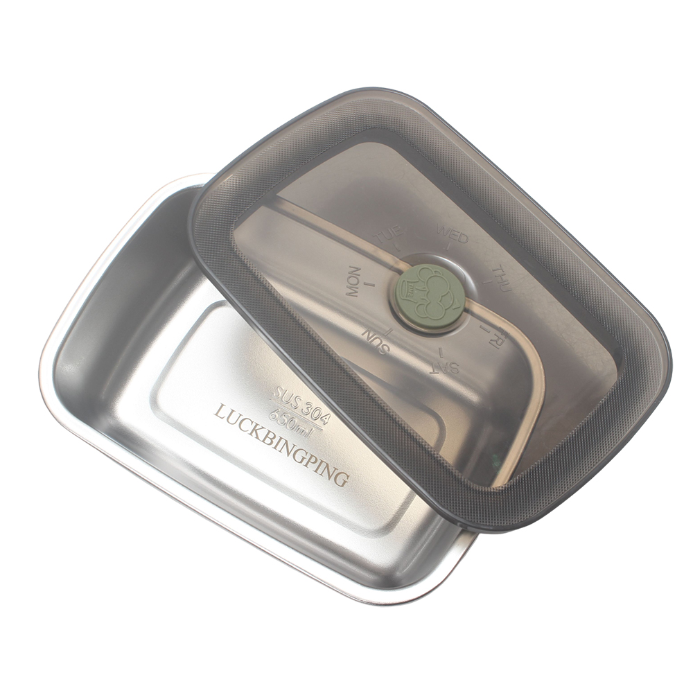 LUCKBINGPING Premium All-Purpose Portable Household Containers - 650ml Stainless Steel Food Storage with Airtight Lid & Day Tracker - Perfect for Kitchen, Camping & On-the-Go Meals