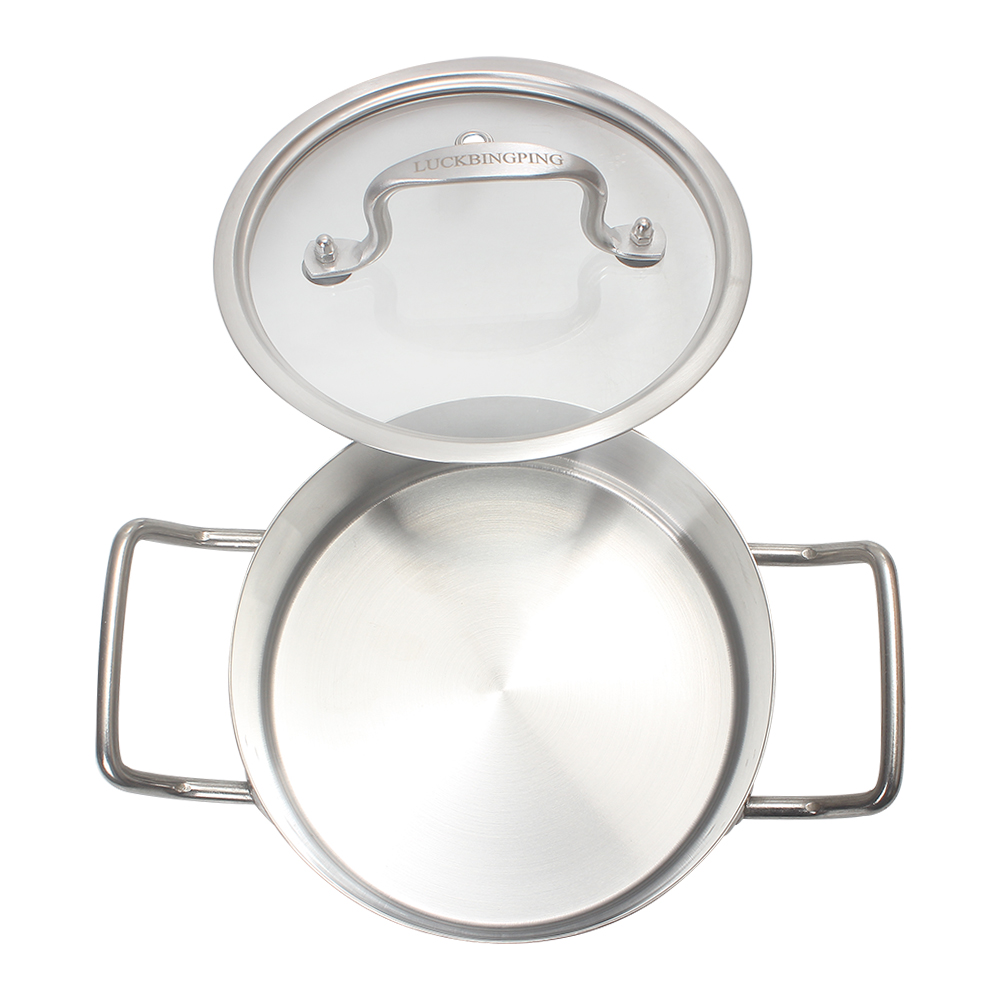 LUCKBINGPING Stainless Steel Stock Pot with Glass Lid – Versatile Cooking Pot for Soups, Stews & Pasta – Induction Compatible