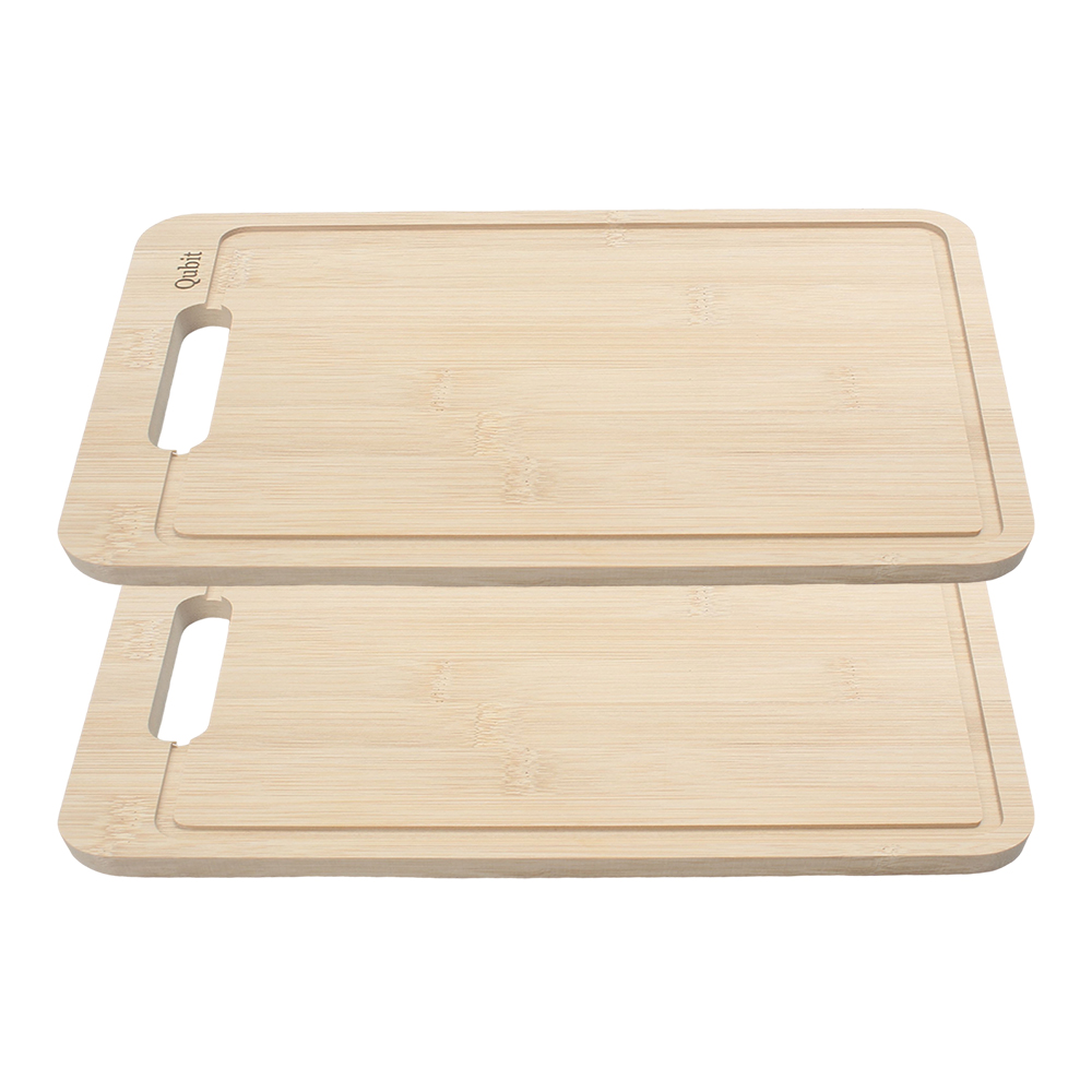 Qubit Bamboo Cutting Board with Handle for Kitchen – Non-Slip, Durable, Perfect for Meat, Fruit & Vegetable Chopping – High-Quality Cutting Boards for the Kitchen