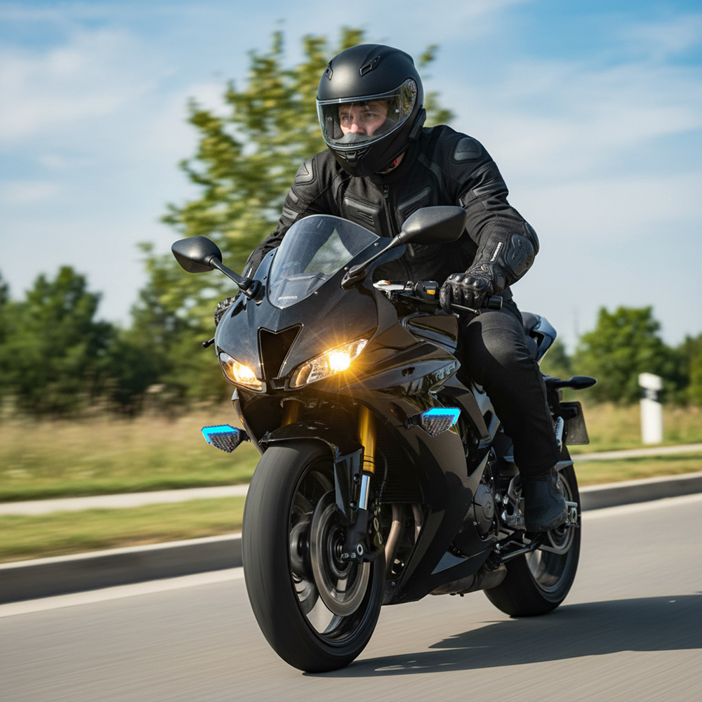 SONCHIE Motorcycle LED Turn Signal Lights - Universal Vehicle Turn-Signal Light Bulb for Dirt Bike ATV Scooter - Waterproof Vehicle Turn-Signal Light Bulb for Front/Rear (Yellow and Blue)