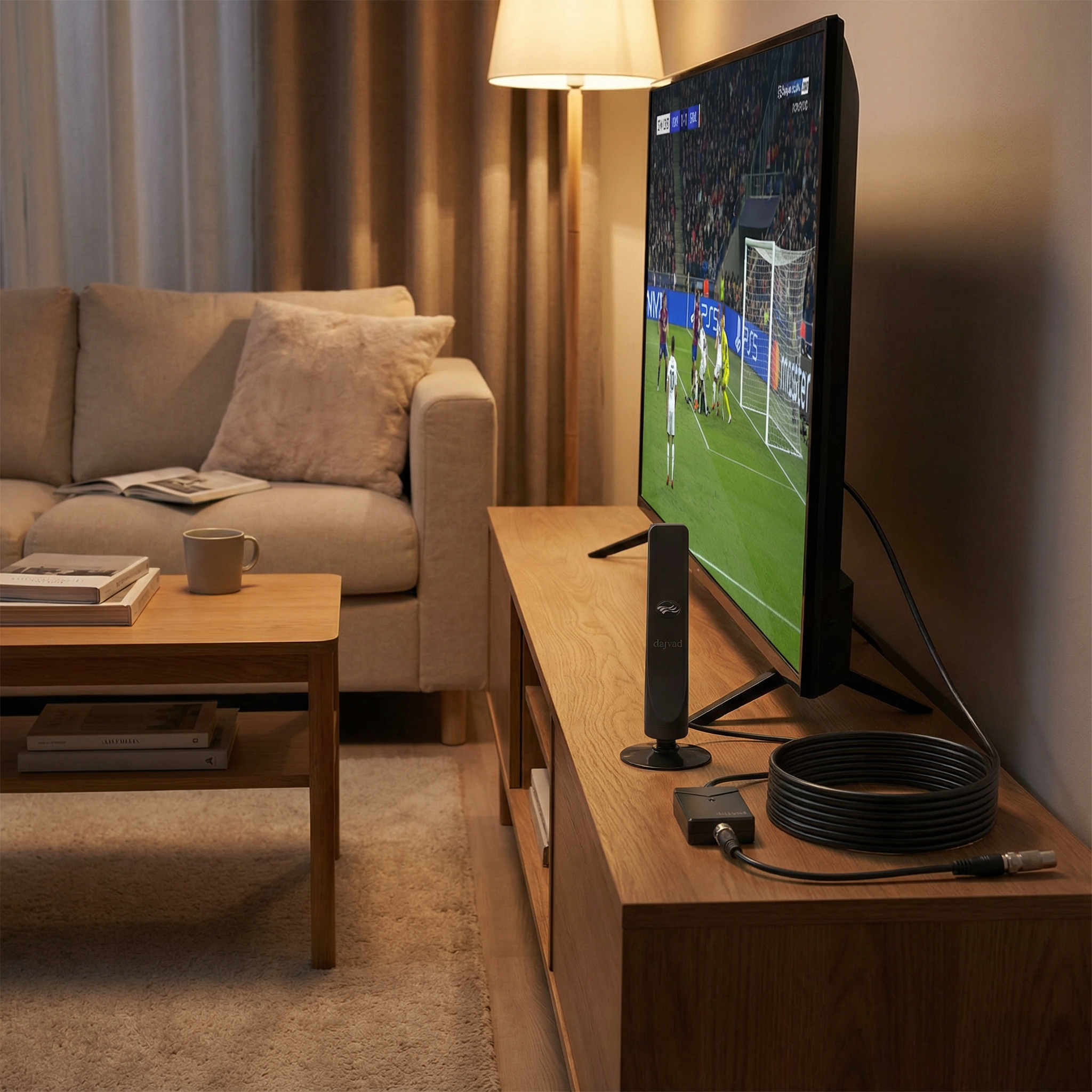 dnjvnd Digital Television Aerials for Smart HDTV and Older TV, 4K 1080P Indoor HDTV Antenna with Amplifier Signal Booster, 16.5ft Coax Cable for Living Room Bedroom